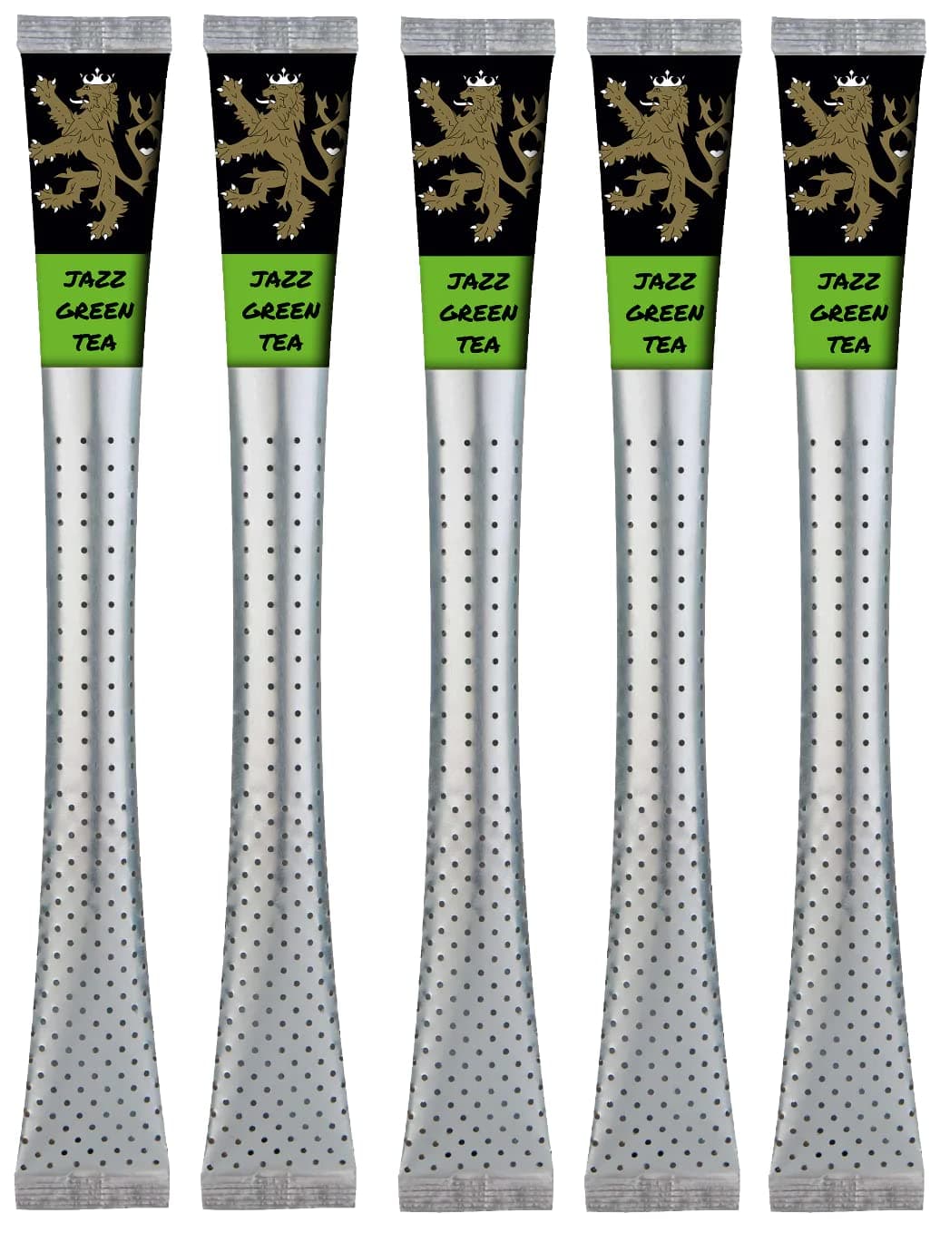 Jazz Green Tea — 5 wrapped sticks standing on a white background
